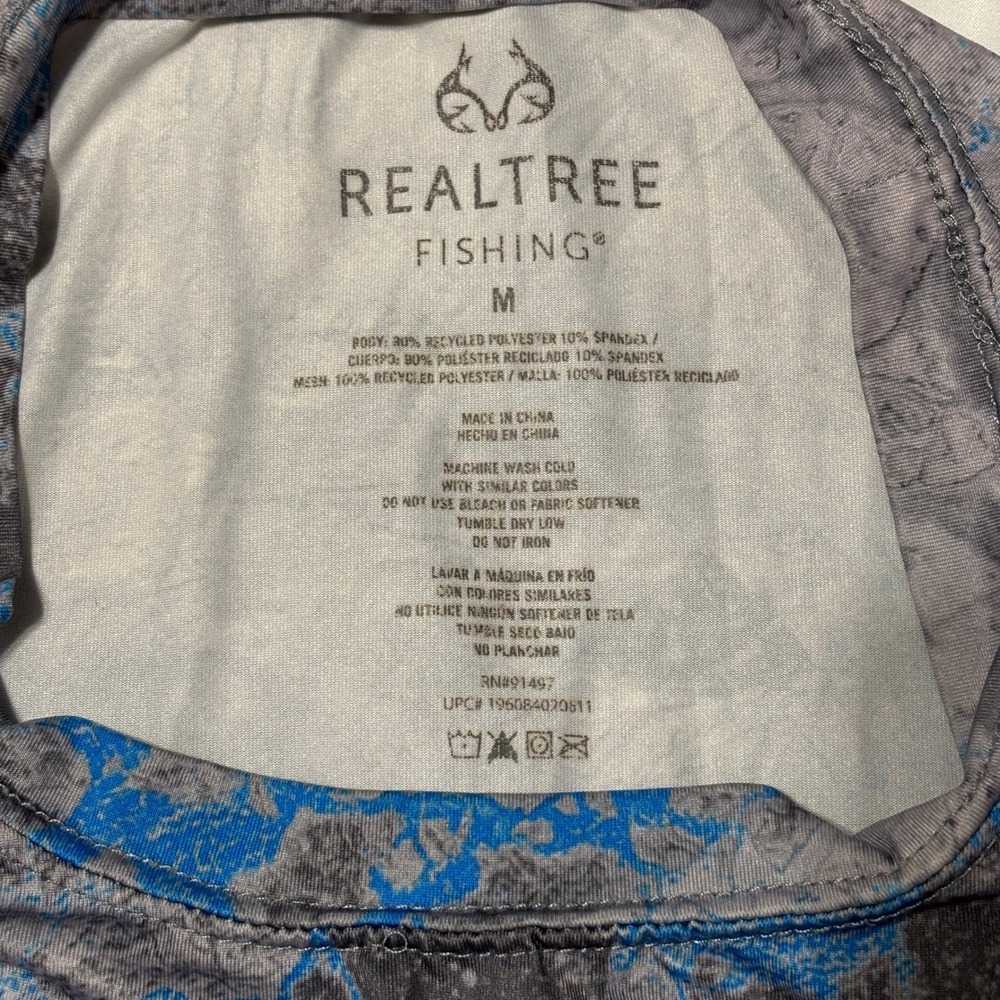 Realtree Fishing Performance Shirt Gray Blue Camo Short Sleeve UPF Men's M - Picture 5 of 8
